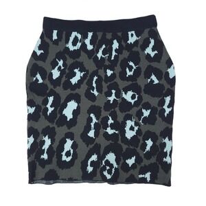Romeo‎ & Juliet Couture Olive Leopard Knit Mini Skirt Womens Medium NWT